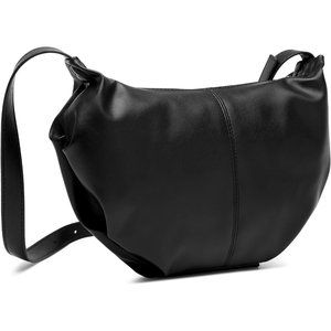 Women's Black Leather Dumpling Shoulder Bag